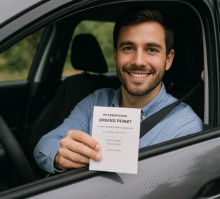Hombre con Permiso Internacional para Conducir