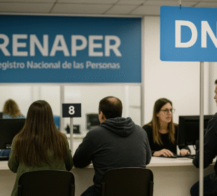 Cómo renovar el DNI en 2025: costos, requisitos y guía paso a paso 2 Personas renovando su DNI en una oficina del RENAPER (2025)