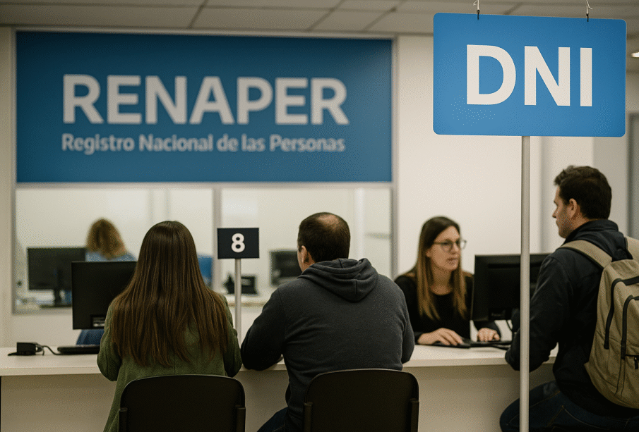 Cómo renovar el DNI en 2025: costos, requisitos y guía paso a paso 1 Personas renovando su DNI en una oficina del RENAPER (2025)