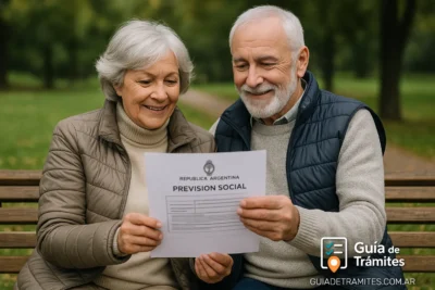 Jubilación Ordinaria ANSES 2025 3 Pareja de adultos mayores revisando juntos un documento de previsión social en un banco de plaza, en el contexto de jubilación ordinaria ANSES 2025.