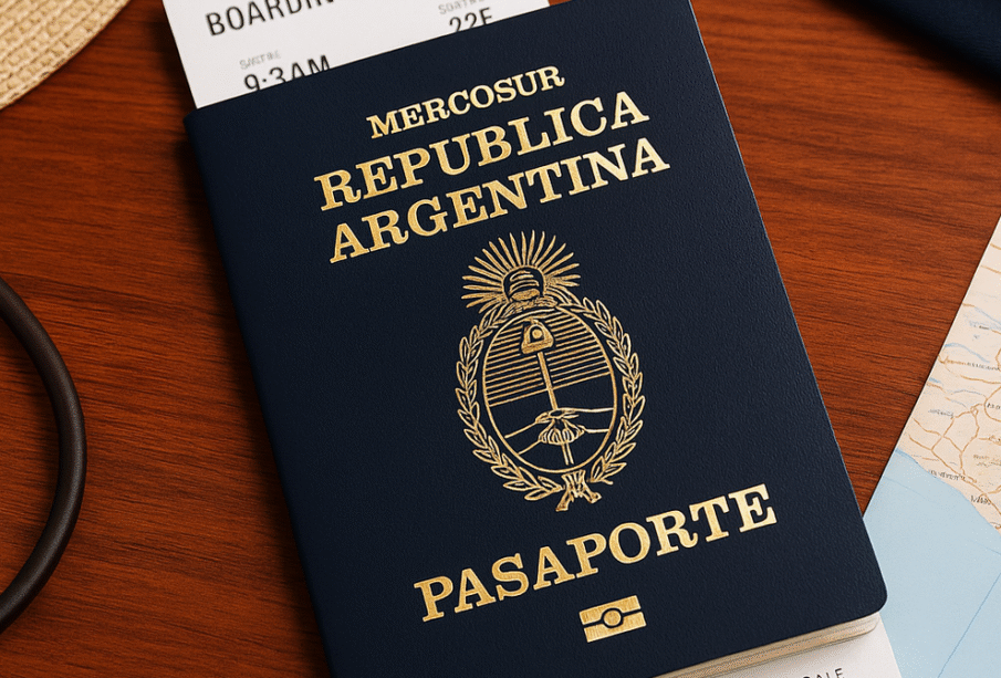 Pasaporte Exprés 2025: costo $150.000 y entrega en 96 hs 1 pasaporte exprés argentino con boarding pass y mapa 2025